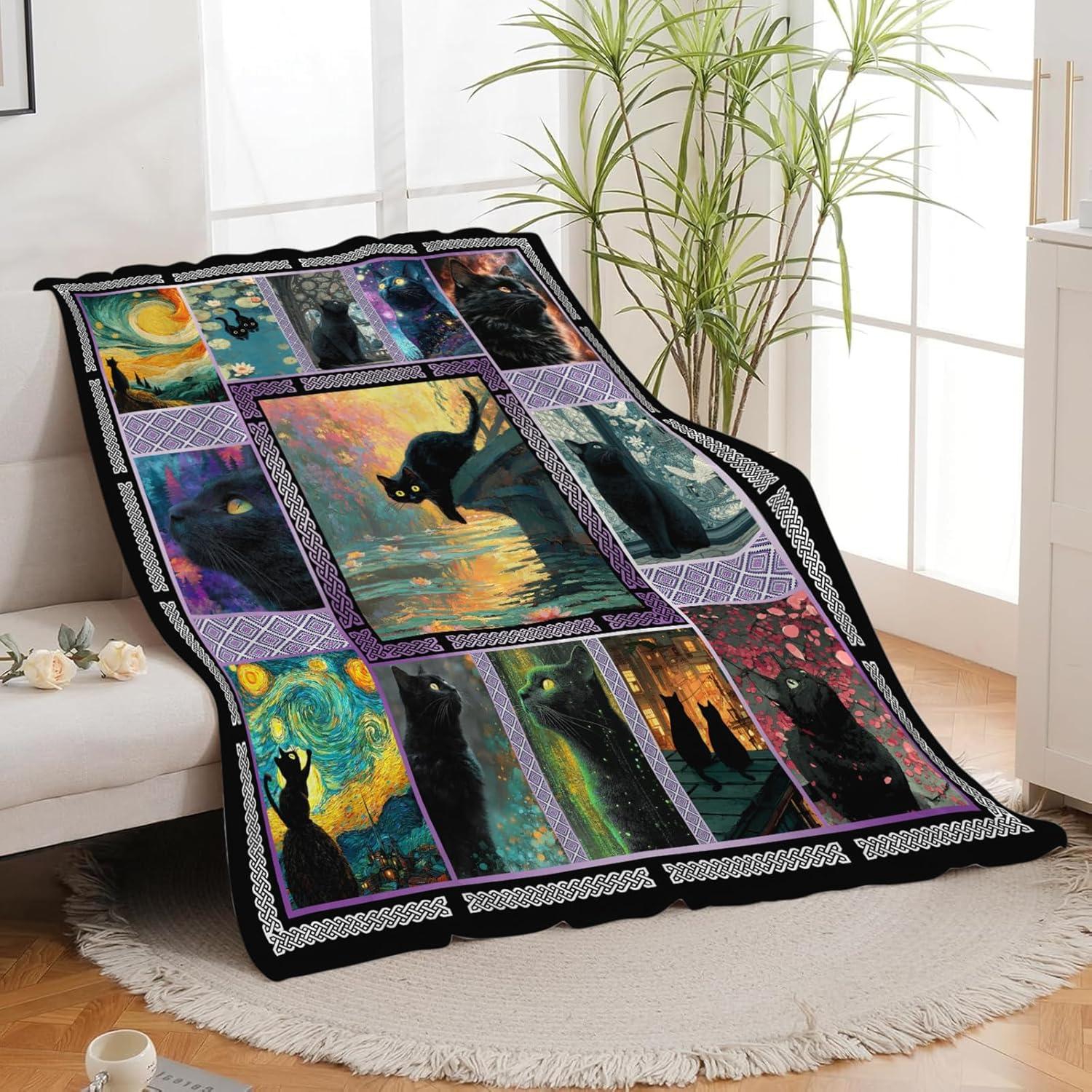 Cat Throw Blanket Cat Stuff Gifts for Kids Girls Boys Adults Women Men Soft Cozy Warm Plush Fluffy Fuzzy Fleece Blanket Decor 50''X60''