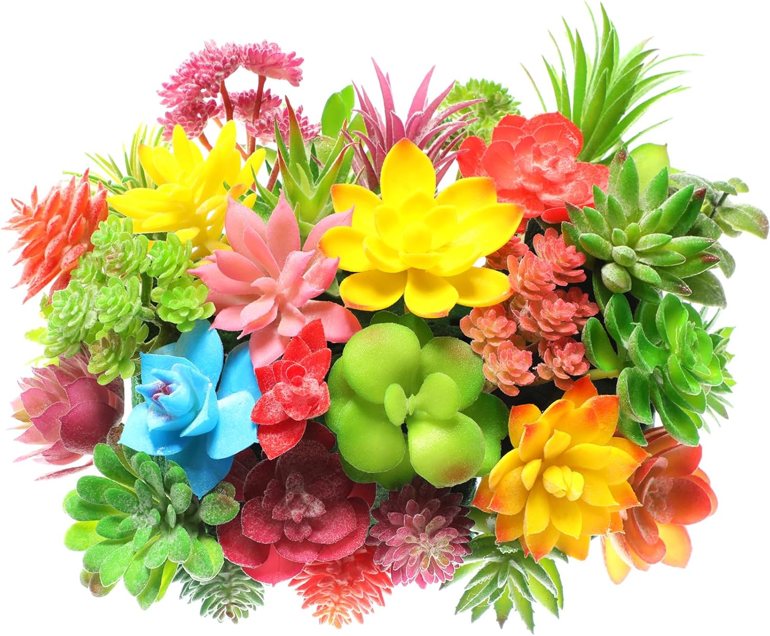 Jutom 32 Pieces Mini Artificial Succulents Unpotted Realistic Colorful Faux Succulents Small Cactus Plants for Garden Flower Kitchen Home Decor