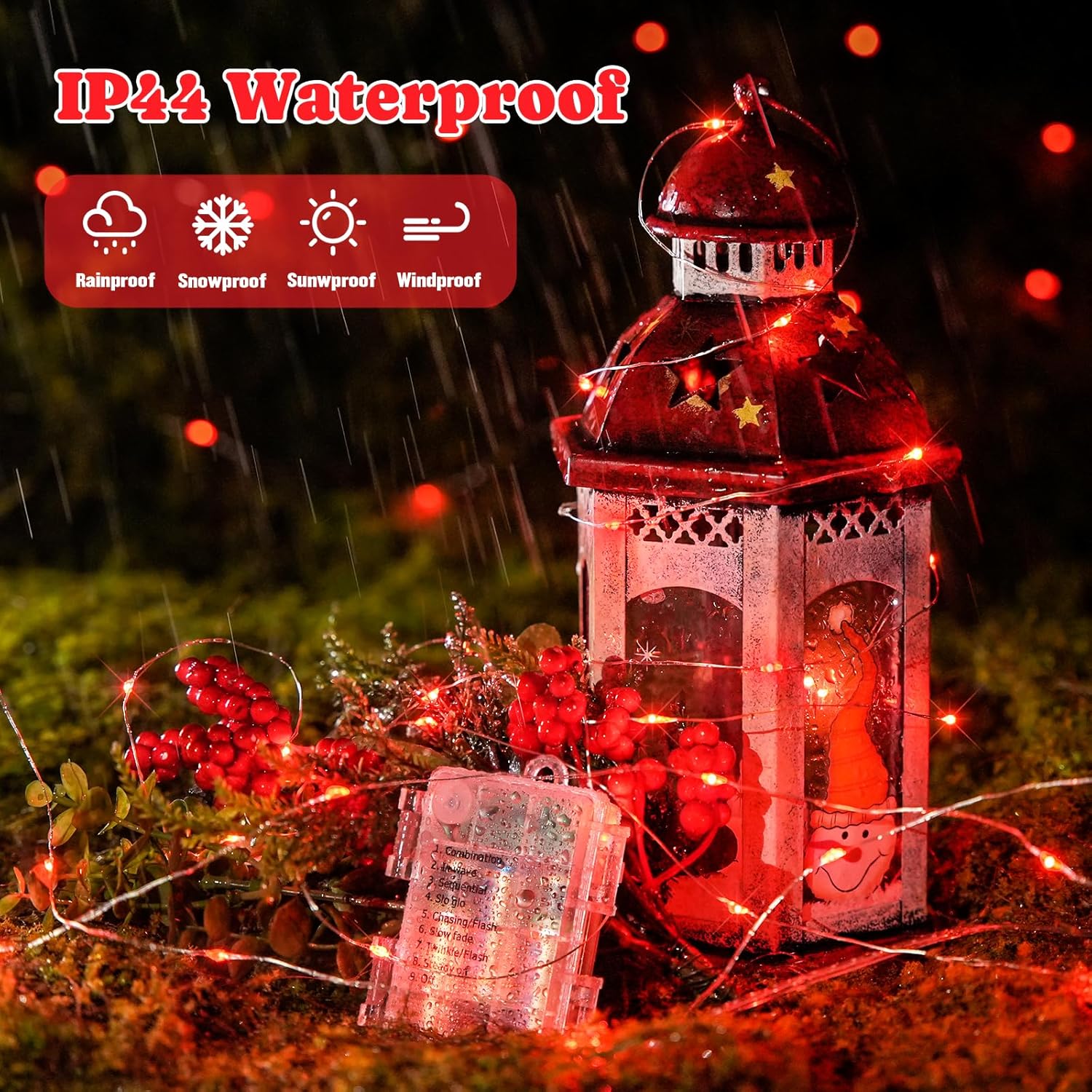 JMEXSUSS 2 Pack Red Fairy Lights Battery Operated, Total 400 LED 132ft Christmas Lights with Remote, 8 Modes Twinkle String Lights for Bedroom Wreath Tree Valentine Halloween Xmas Decorations