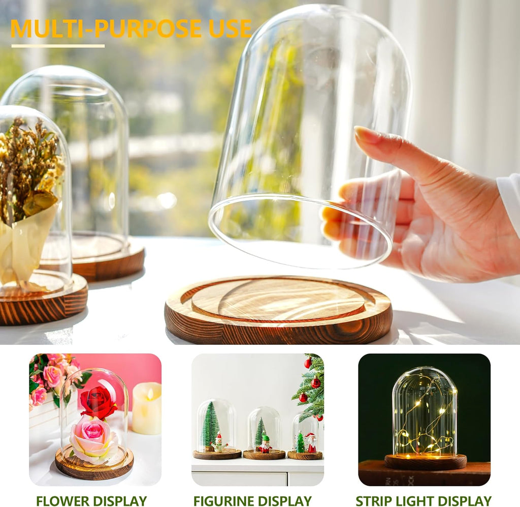 ZEERSHEE Glass Cloche Display Dome 6.3 x 4.8 inch Decorative Glass Display Bell Jar for Home Party Wedding Decor