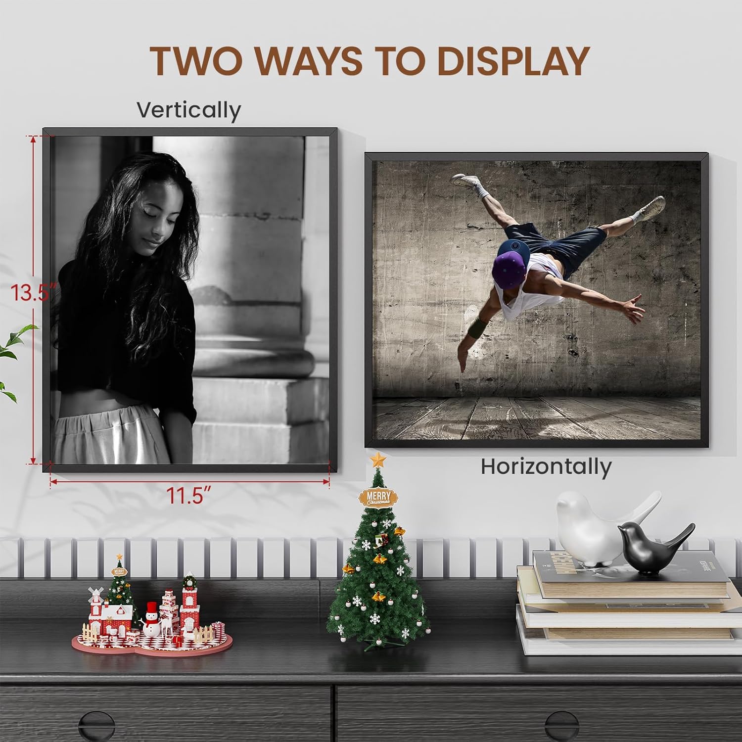 Heimlove 12x14 Metal Picture Frame,Black Aluminum Photo Frames-Real Tempered Glass,Wall Gallery Poster Puzzles Artwork frame Mounting Horizontally or Vertically Decor for Wall-1Pack