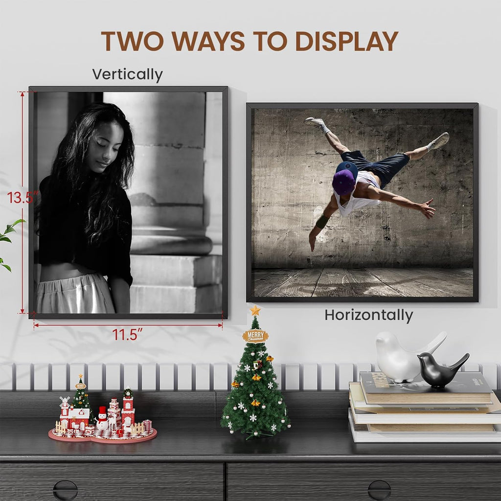 Heimlove 12x14 Metal Picture Frame,Black Aluminum Photo Frames-Real Tempered Glass,Wall Gallery Poster Puzzles Artwork frame Mounting Horizontally or Vertically Decor for Wall-3 Pack