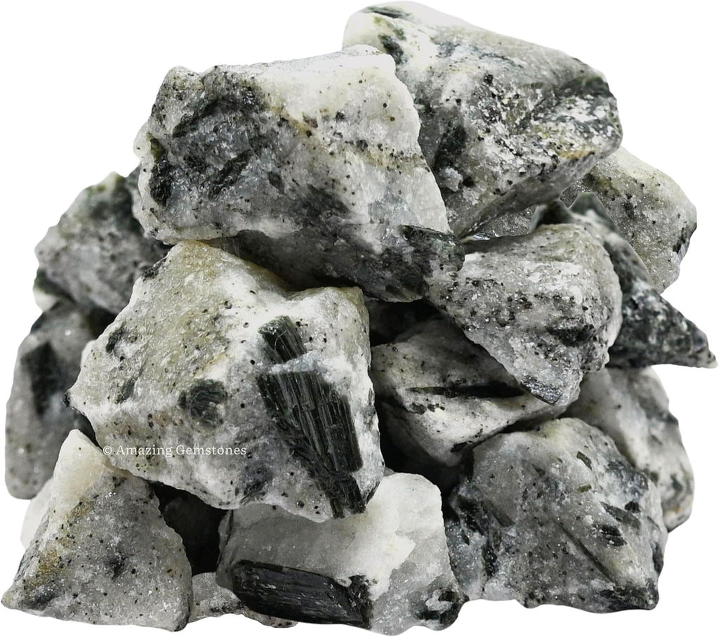 Green Tourmaline in Quartz Raw Crystals and Healing Stones, Natural Rocks for Tumbling and DIY Raw Stones and Crystals (1 lb)