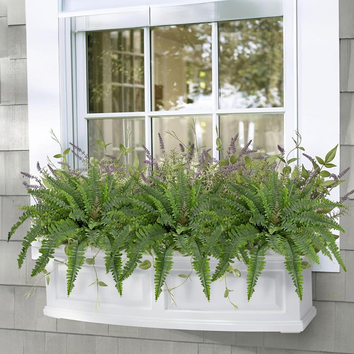 Ferns Artificial Plants 2 Pack Faux Ferns for Outdoor Planter Large Fake Ferns Look Real Artificial Ferns with 86 Fronds Hanging Boston Fern Fake Plant Shrubs for Home Farmhouse Garden Porch Decor