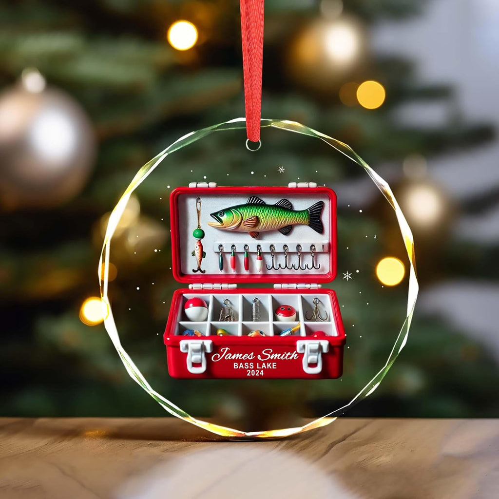 Custom Fishing Tackle Box Ornament, Fisherman 2D Ornament, Dad Fishing Christmas Ornaments, Custom Ornaments for Him, Personalized Gifts for Him, Christmas Hanging Decor 01