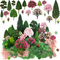 Mixed Model Trees, Model Train Scenery, 37Pcs, Miniature Trees with Moss for Building Model, Natural Green Landscape, Railroad Scenery