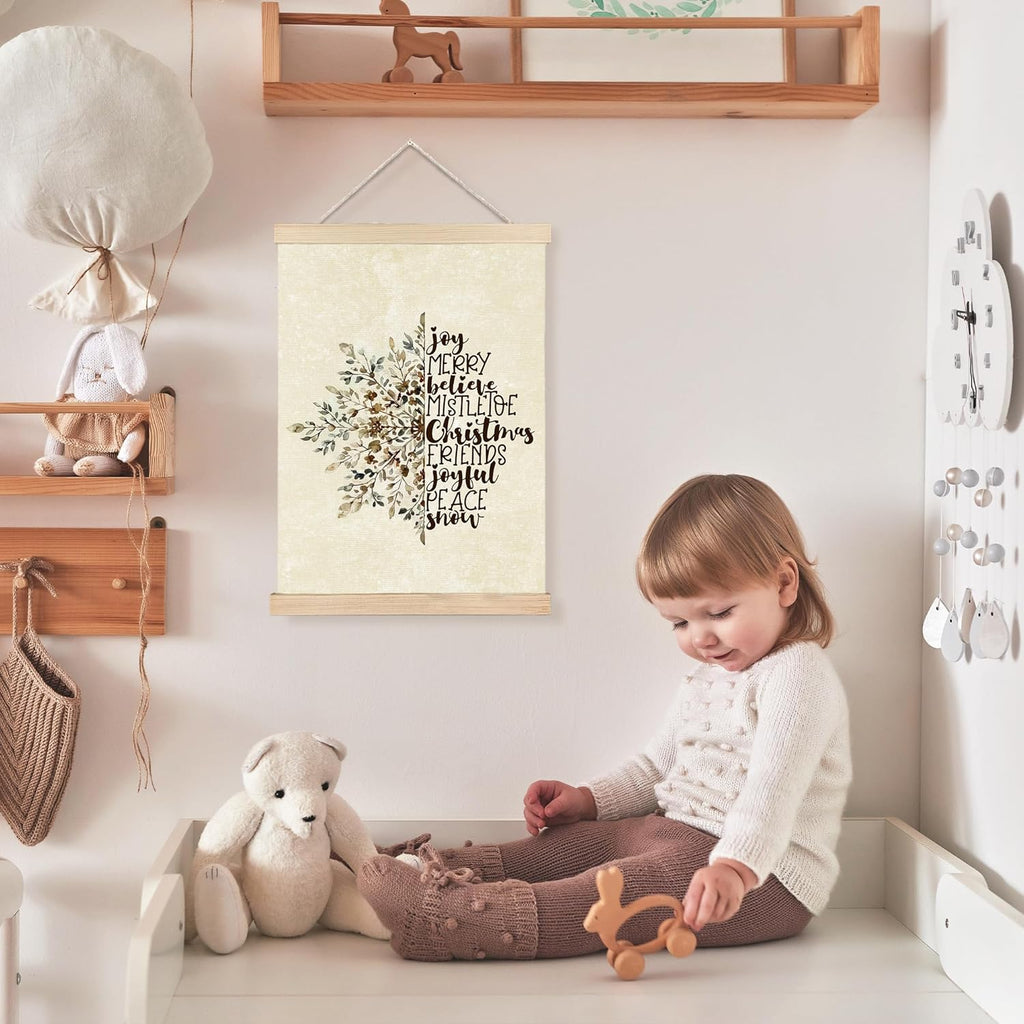FDHSPAAM Christmas Snowflake Wall Art Decor, Neutral Christmas Decor, Beige Snowflake Winter Holiday Wall Art Posters for Home Bedroom Living Room, 12x16 Inch