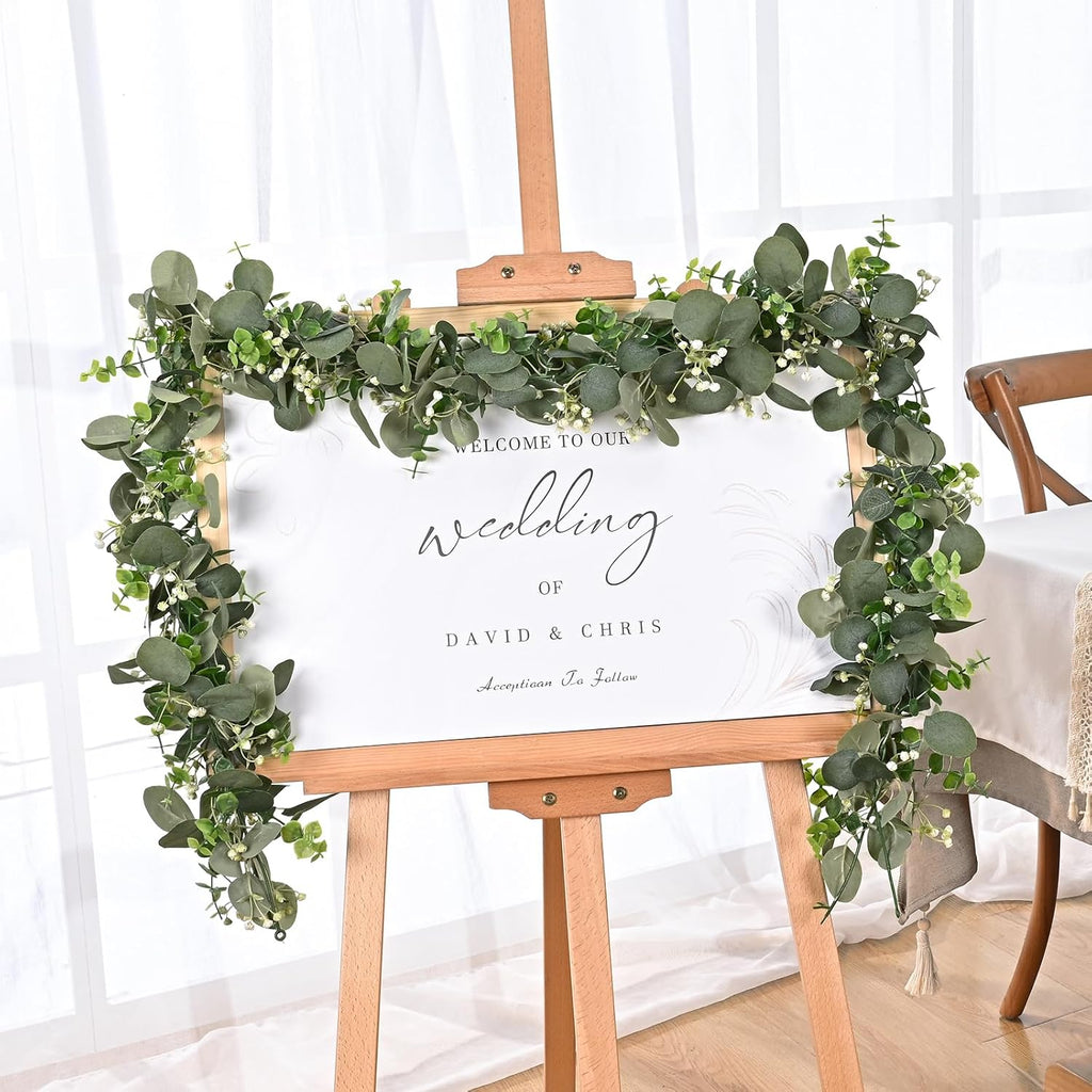 Dolicer 4 Packs 6FT Artificial Eucalyptus Garland, Faux Greenery Garland Fake Vines Hanging Silver Dollar Eucalyptus Leaves for Wedding Backdrop Arch Table Wall Party Home Decor