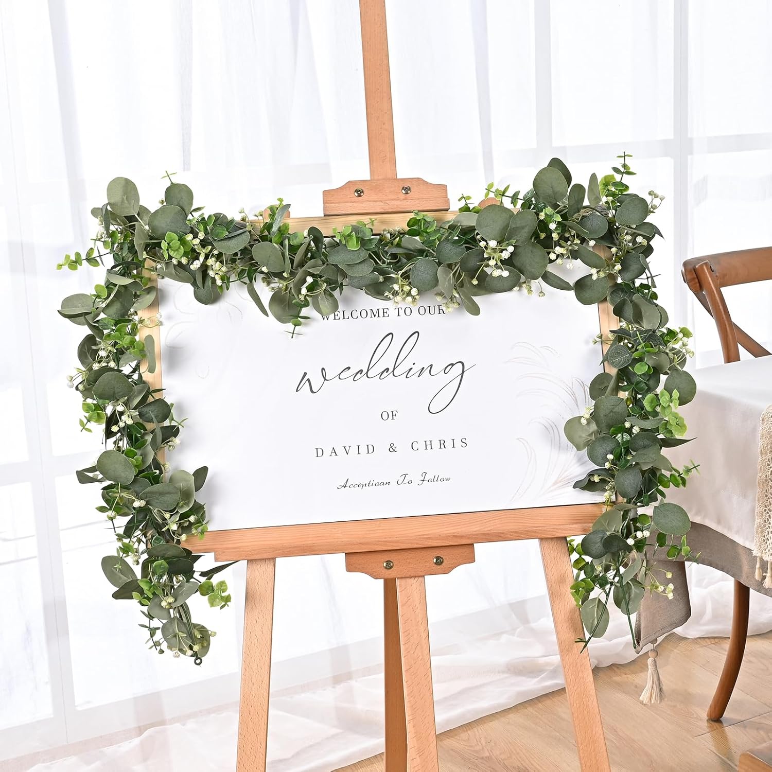 Dolicer 4 Packs 6FT Artificial Eucalyptus Garland, Faux Greenery Garland Fake Vines Hanging Silver Dollar Eucalyptus Leaves for Wedding Backdrop Arch Table Wall Party Home Decor