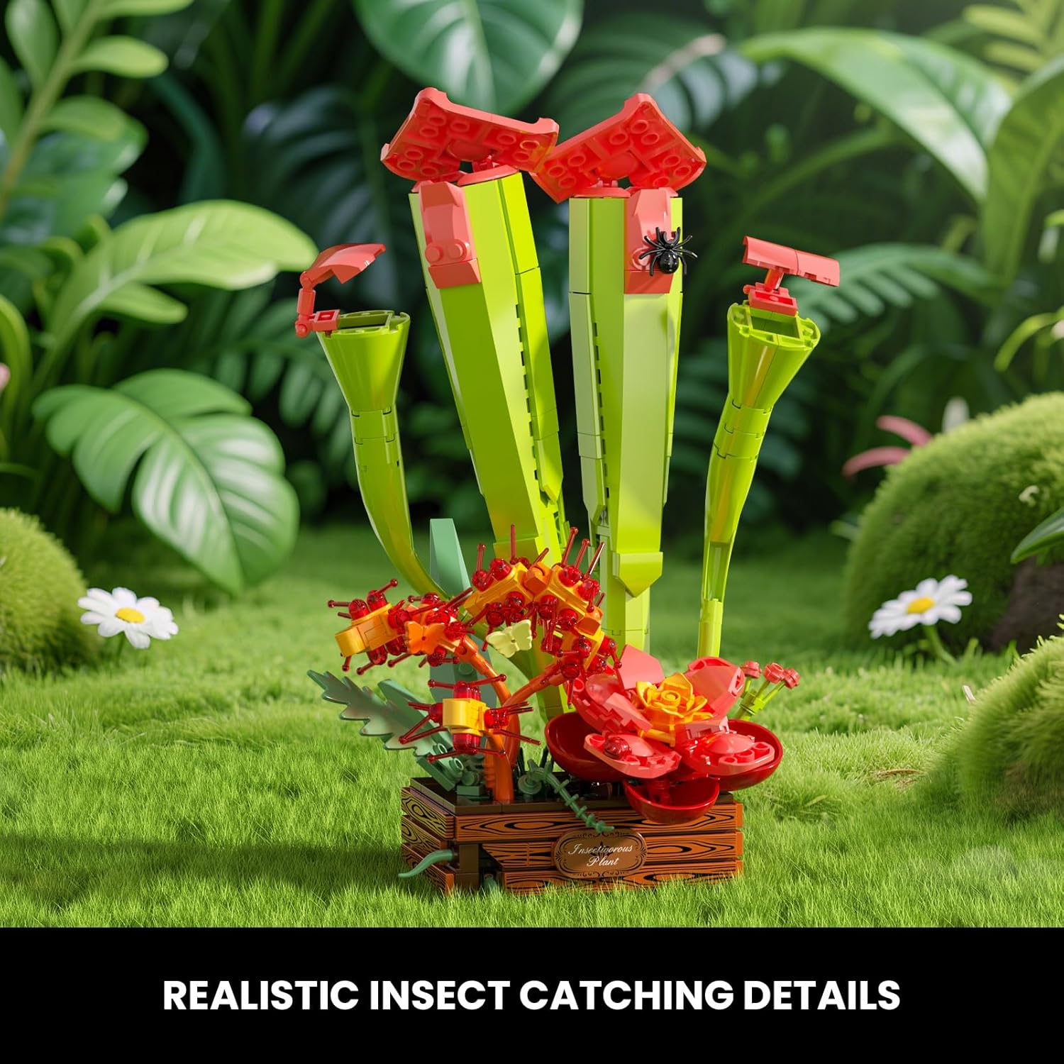 Carnivorous Plant Building Set, Tropical Rainforest Creative Botanicals Plants Bricks, Artificial Plant Kit Home Decor, Gift for Plant Lovers for Her Adults Kids Boys Girls 12+ (455PCS)