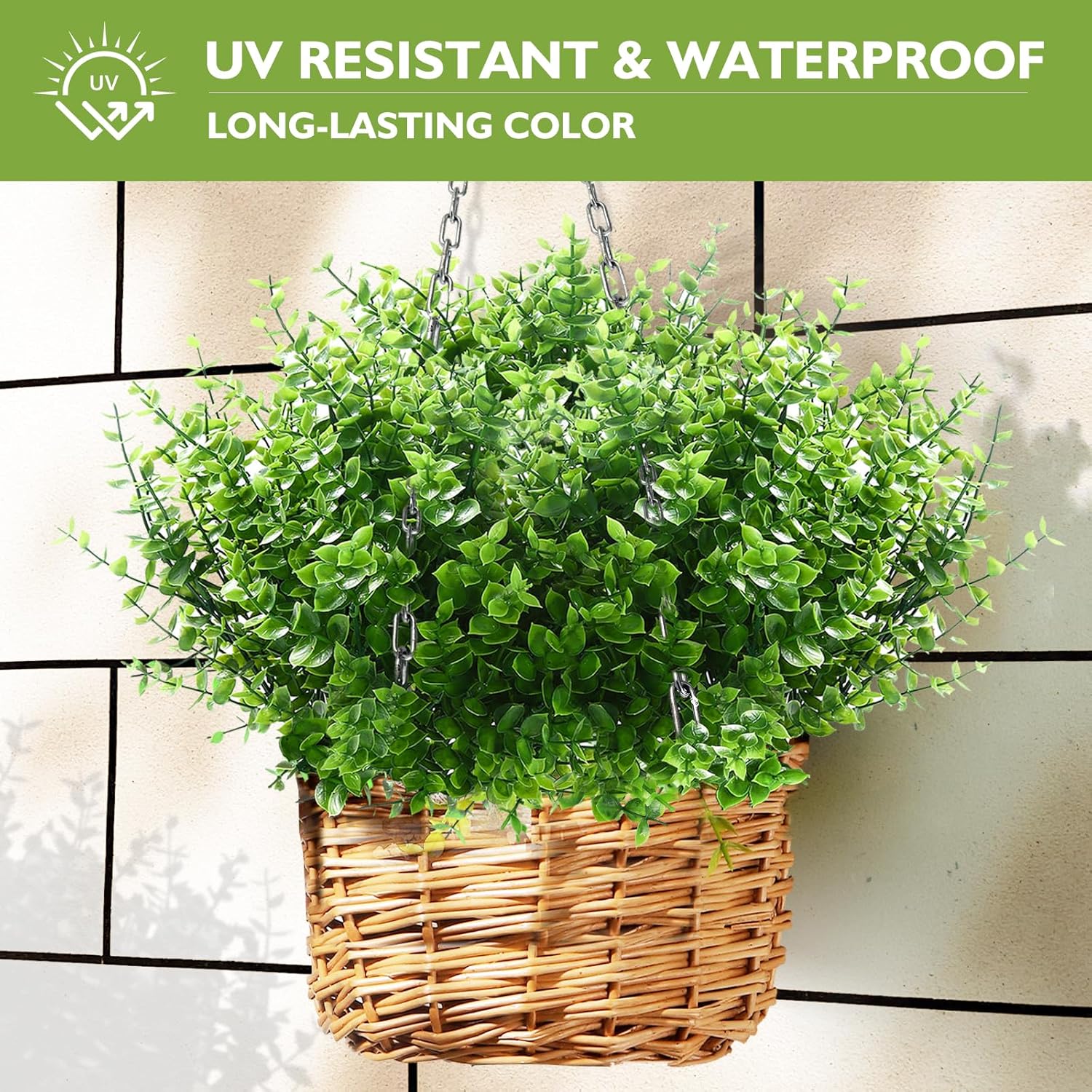 14 Bundles Artificial Grass UV Resistant for Patio Outdoors Fake Faux Silk Plants Realistic Plastic Grass Indoors Porch Window Home Decoration (14, Green Grasses)