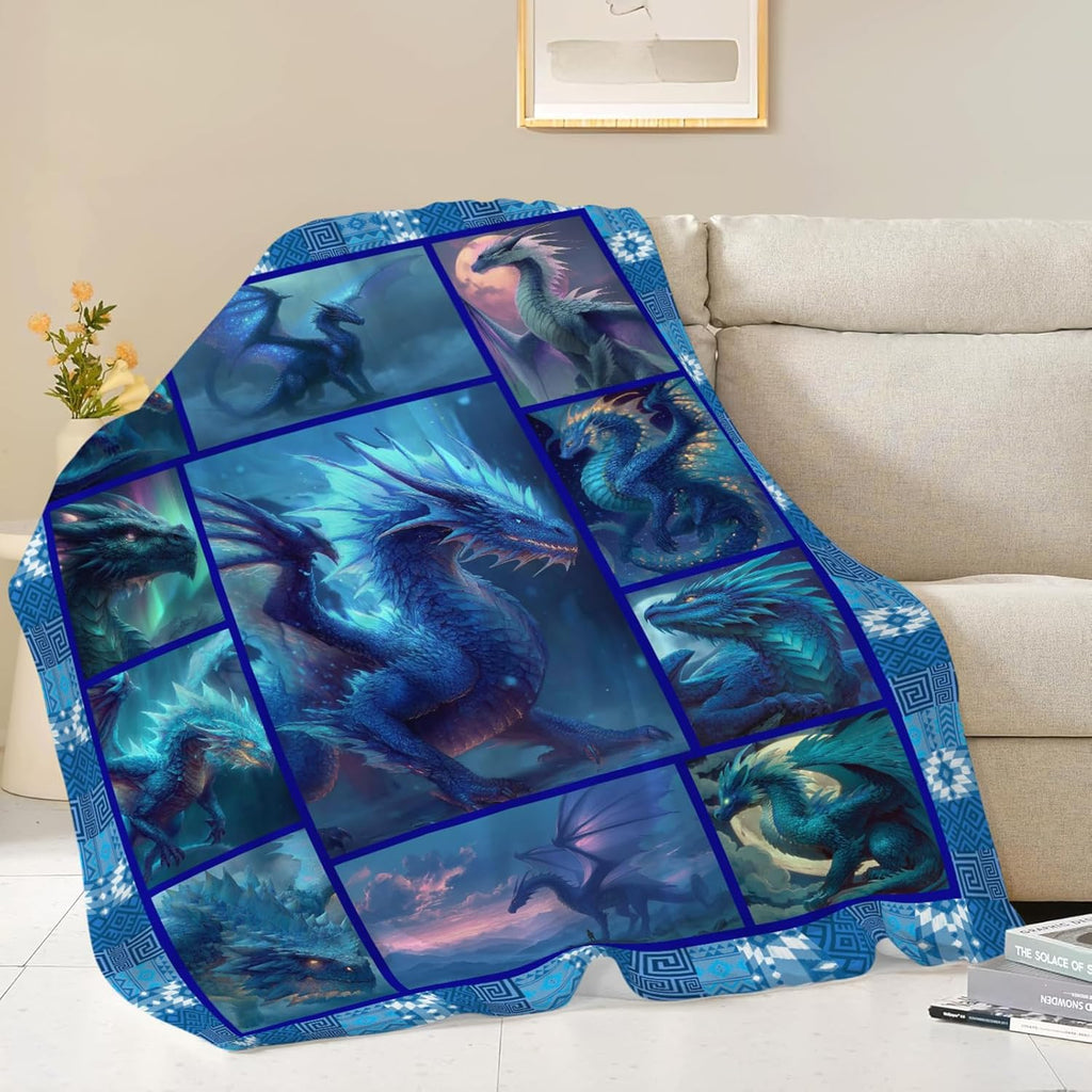 Dragon Throw Blanket Dragon Stuff Gifts for Kids Girls Boys Adults Women Men Soft Cozy Warm Plush Fluffy Fuzzy Fleece Blanket Decor 60''X80''