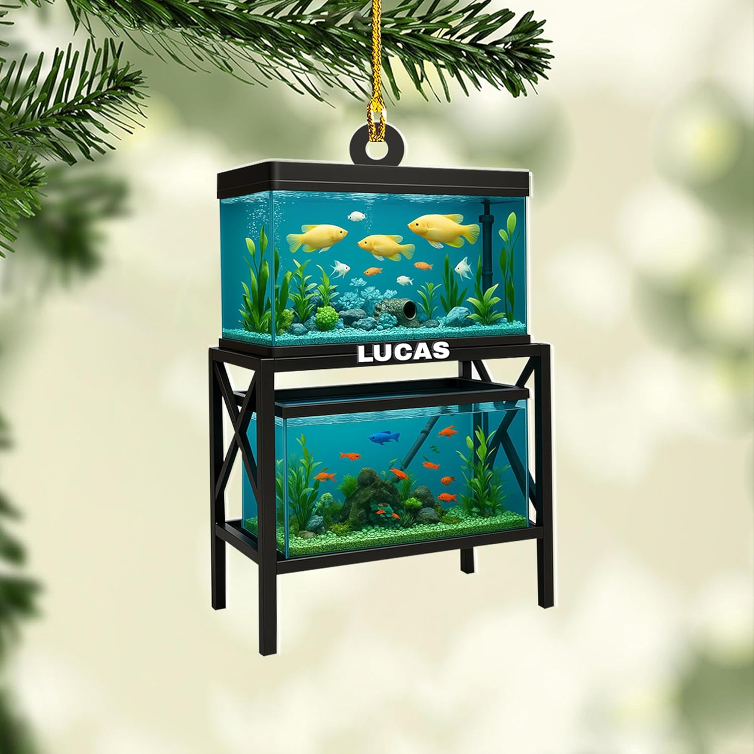 Personalized Aquarium Fish Tank Christmas Ornament 2025, Custom Name Clownfish Holiday Tree Decoration, Unique Keepsake Gift for Fish Lovers, Pet Owners, Kids, Aquarists (ON1)