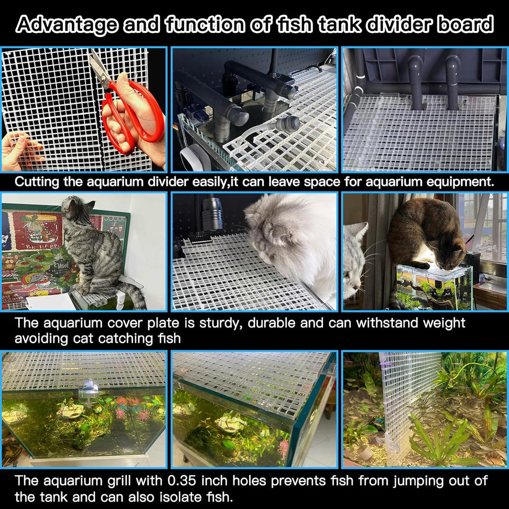 Adjustable Aquarium Fish Tank Divider Filter Bottom Plastic Grid Fish Tank Isolation Board Plastic Egg Crate Tray(White, 8pcs 11.8X11.8Inch with 0.35Inch Hole