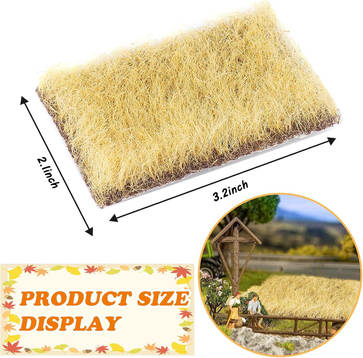 Warmtree Hand Torn Model Grass Tufts for Miniature Scenery Applicable for N & HO Scale for Train Layouts, Diorama Supplies, and Architectural Models(Autumn Yellow)