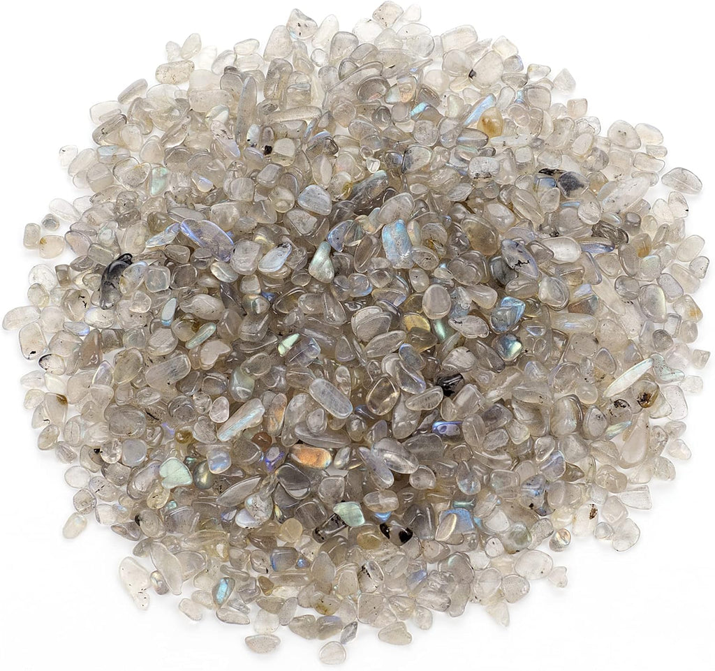 Cherry Tree Collection 1/2 Pound Polished Tumbled Gemstone Chips, Pebbles, Crystal Chips Bulk for Jewelry Making, Healing, Plants, Succulents, Aquariums, Decoration, Chakra (Labradorite)