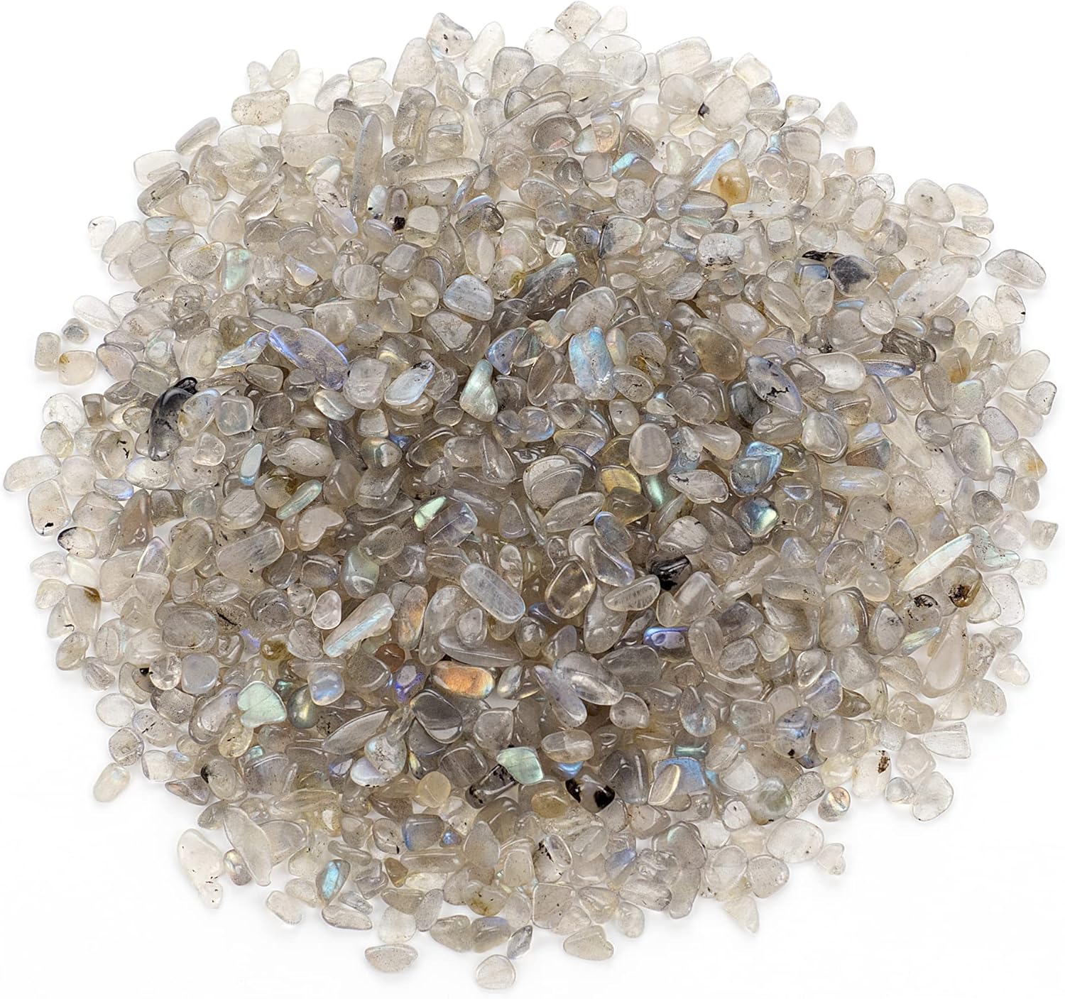 Cherry Tree Collection 1/2 Pound Polished Tumbled Gemstone Chips, Pebbles, Crystal Chips Bulk for Jewelry Making, Healing, Plants, Succulents, Aquariums, Decoration, Chakra (Labradorite)