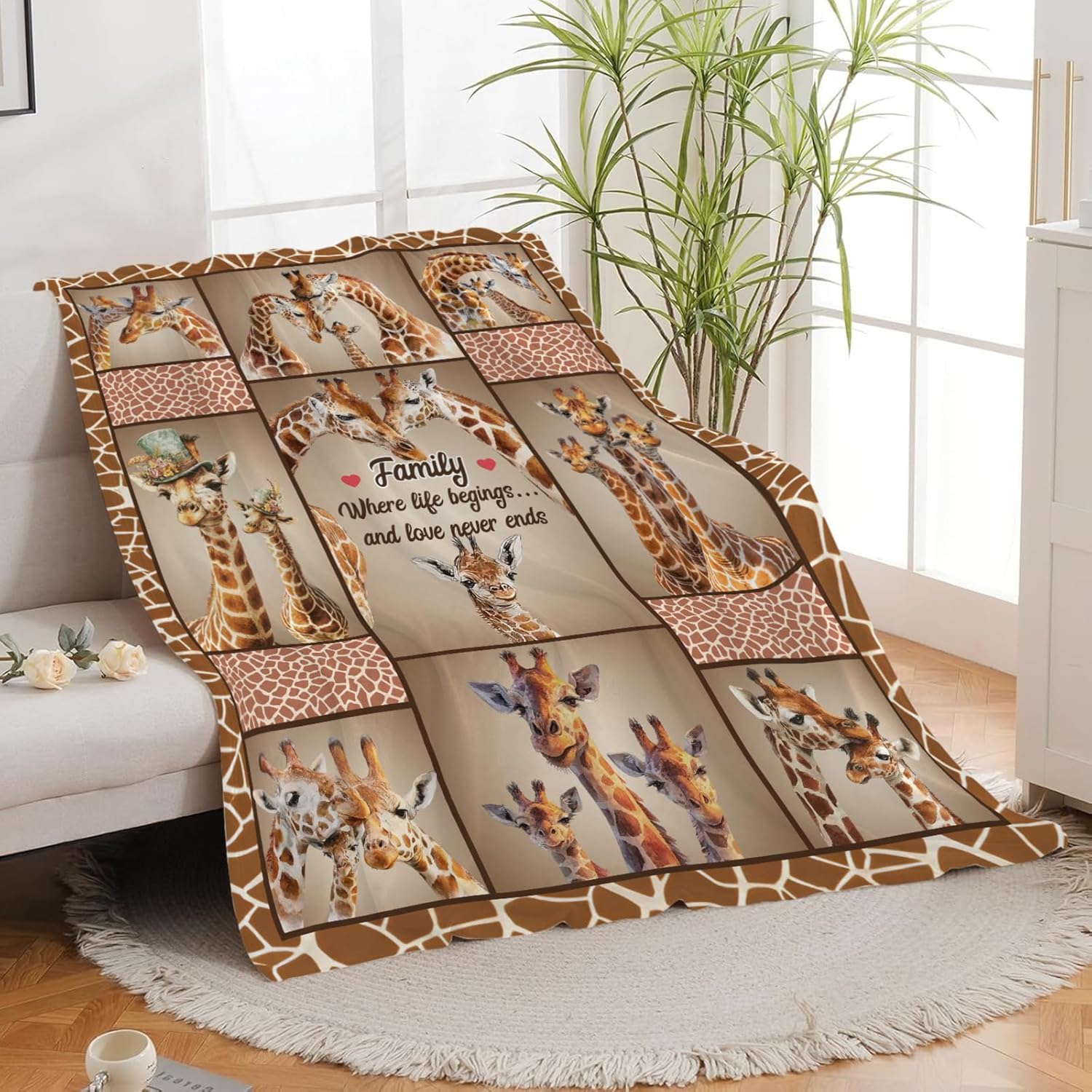 Giraffe Throw Blanket Giraffe Stuff Gifts for Kids Girls Boys Adults Women Men Soft Cozy Warm Plush Fluffy Fuzzy Fleece Blanket Decor 50''X60''