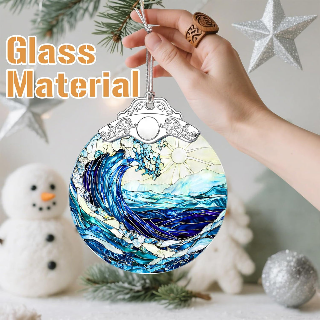 Christmas Ornaments, Christmas Tree Decorations, Keepsake Ornaments, Holiday Decor, Holiday & Xmas Gifts, Gifts for Ocean Lovers & Nature Lovers - Ocean Waves-Theme ﻿