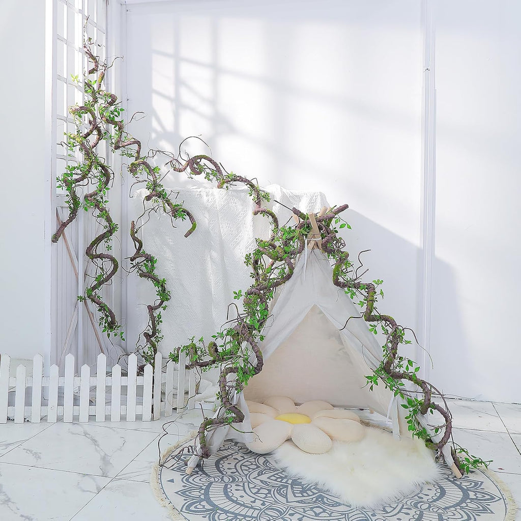 71 Inch Bendable Artificial Tree Vines Twine Branches Moss Greenery Plants Reptile Climbing Garland Twigs for Outdoor Camping Garden Wall Pipes Hanging Halloween Christmas Decoration