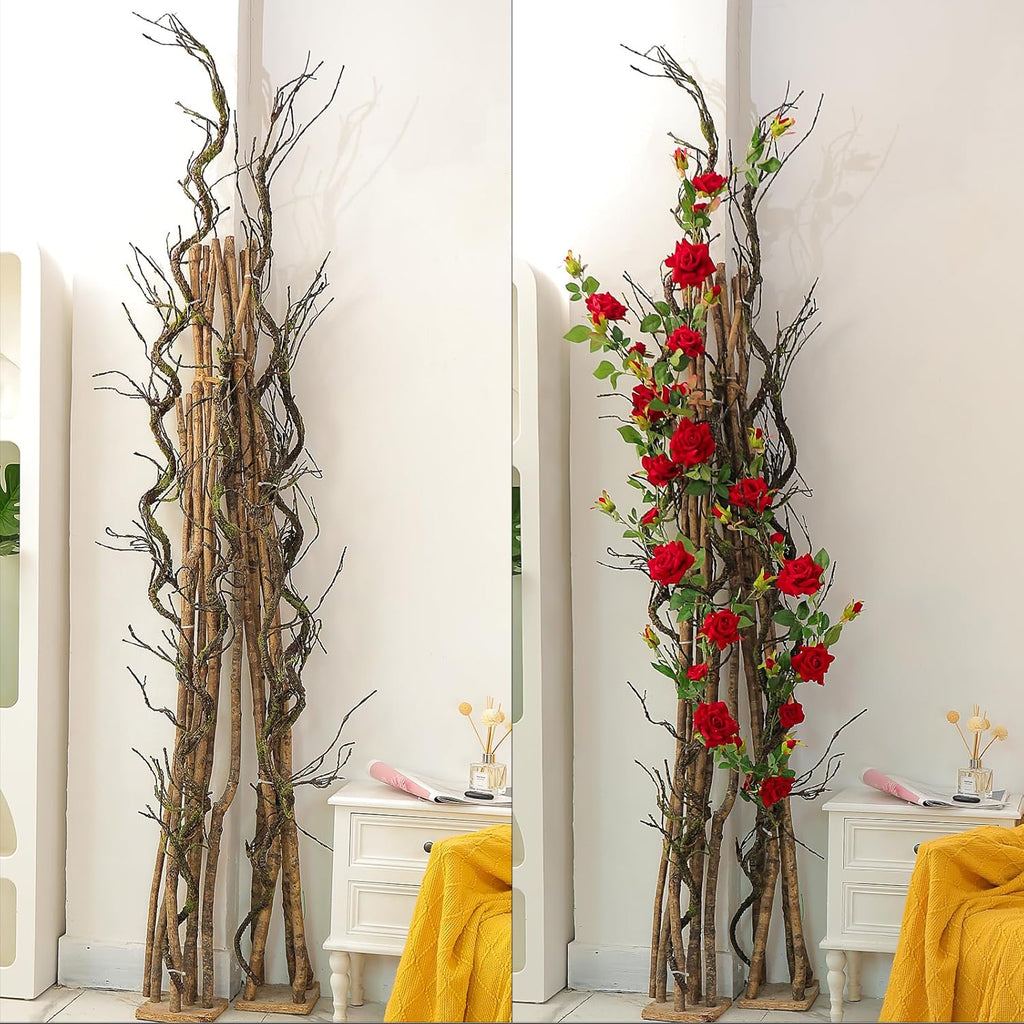 1Pcs 71inch Bendable Artificial Floral Grapevine Garland Fake Realistic Woody Tree Branches Plants Twigs Stems Trunk with Moss for Outdoor Mantel Wall Hanging Garden Halloween Jungle Room Decoration
