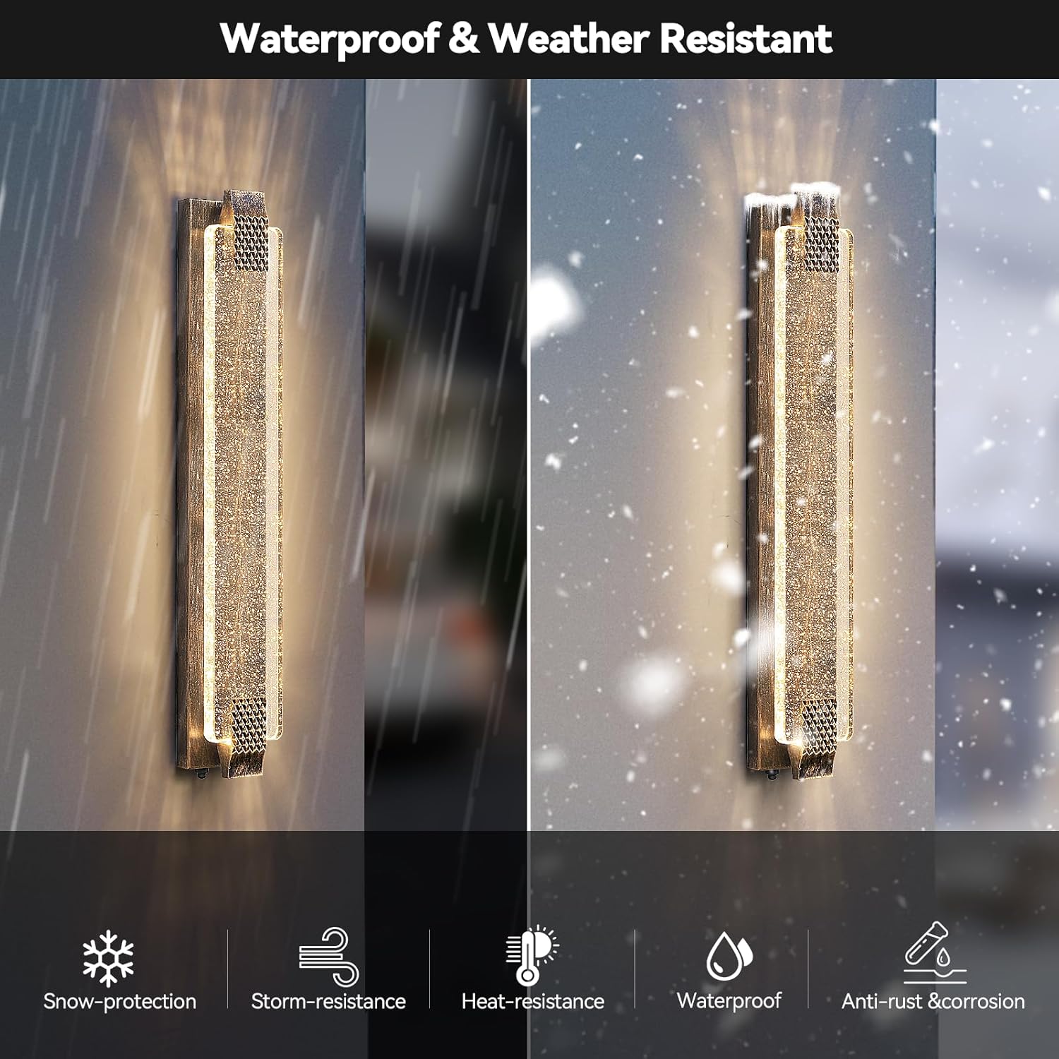 camuucci Dusk to Dawn Outdoor Light, 31.1 Inch LED Porch Lights Outdoor Waterproof Modern Outside Sconce Wall Mount for Doorway Hallway Porch Patio Yard Doorway Bronze