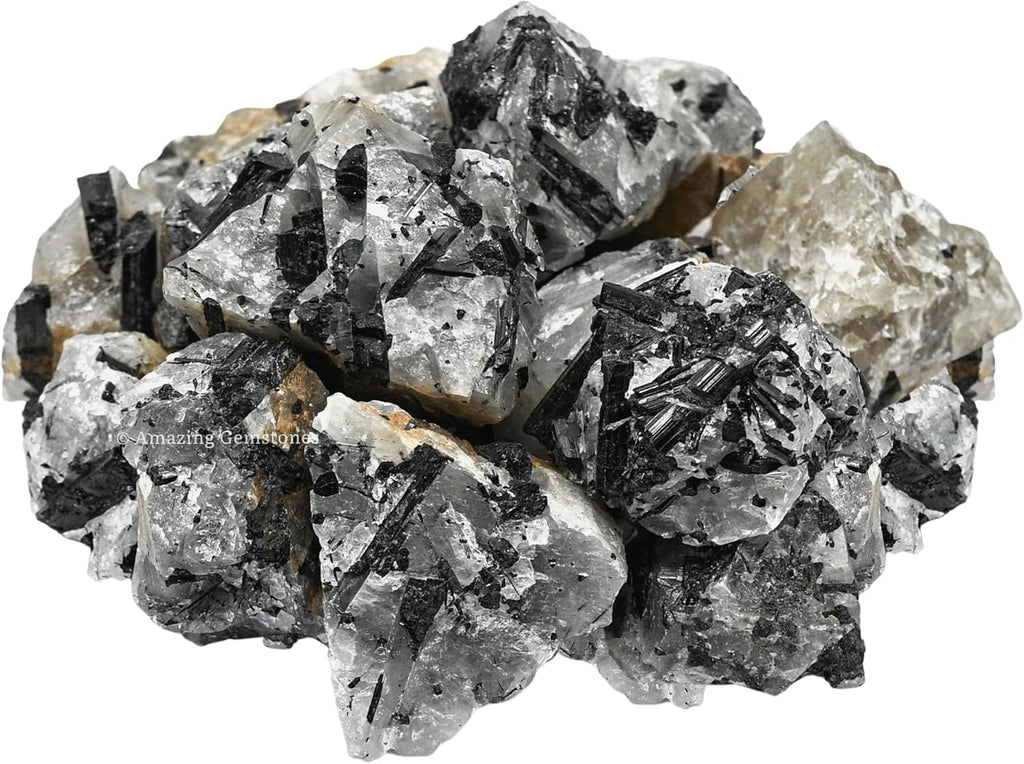 Amazing Gemstone Black Rutilated Quartz Raw Crystals and Healing Stones, Natural Rocks for Tumbling and DIY Raw Stones and Crystals (1 lb)