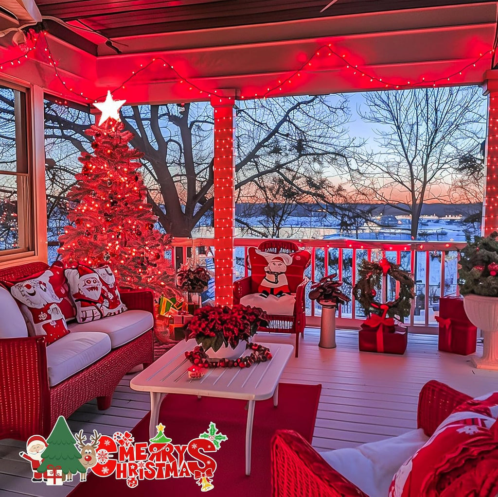 JMEXSUSS 200 LED Christmas Lights Indoor Outdoor, 66ft Connectable LED Red Christmas Lights Plug in, 8 Modes Red String Light for Tree Indoor Bedroom Garden Yard Porch House Xmas Decorations