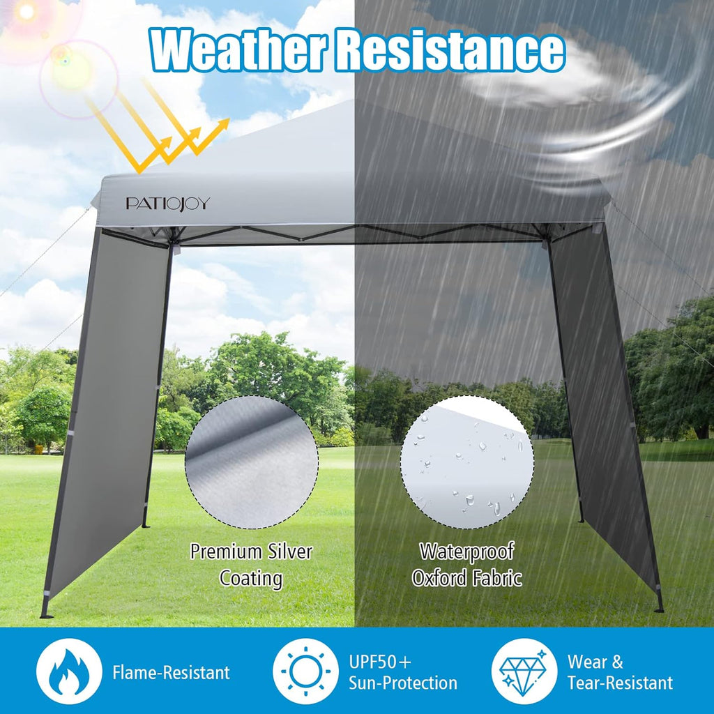 Tangkula 10x10 Ft Pop Up Canopy with Sidewalls, Portable Outdoor Tent with Center Lock, 16 Stakes, 12 Ropes, Roller Bag, UPF50+ Canopy Tent with Dual Awnings for Camping, Patio, Market