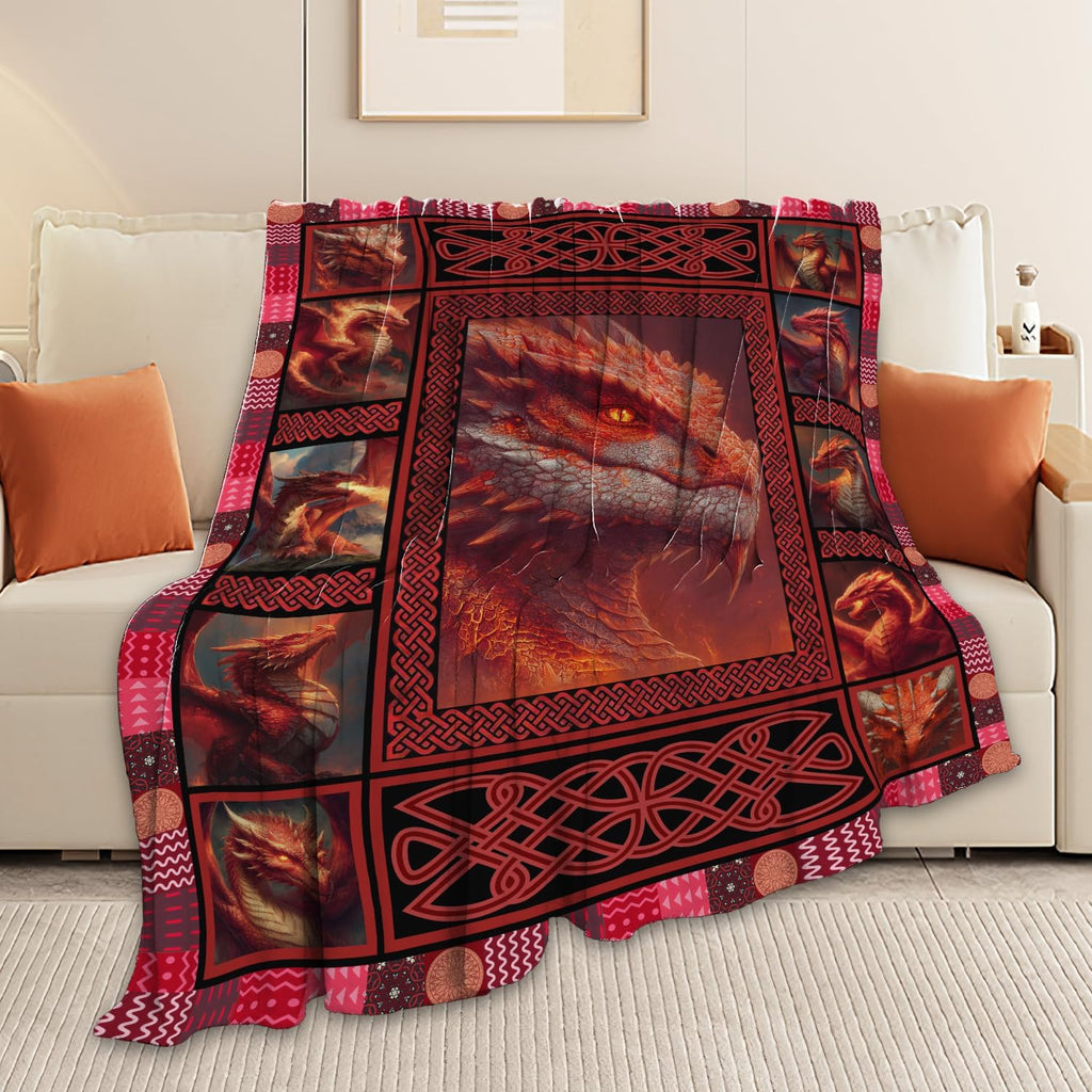 Dragon Throw Blanket Dragon Stuff Gifts for Kids Girls Boys Adults Women Men Soft Cozy Warm Plush Fluffy Fuzzy Fleece Blanket Decor 50''X60''