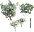 Floroom 3 Kinds of Artificial Silver Dollar Eucalyptus Stems Faux Greenery Spray, 19pcs Best Filler Fake Plants for DIY Bouquet Wedding Centerpieces