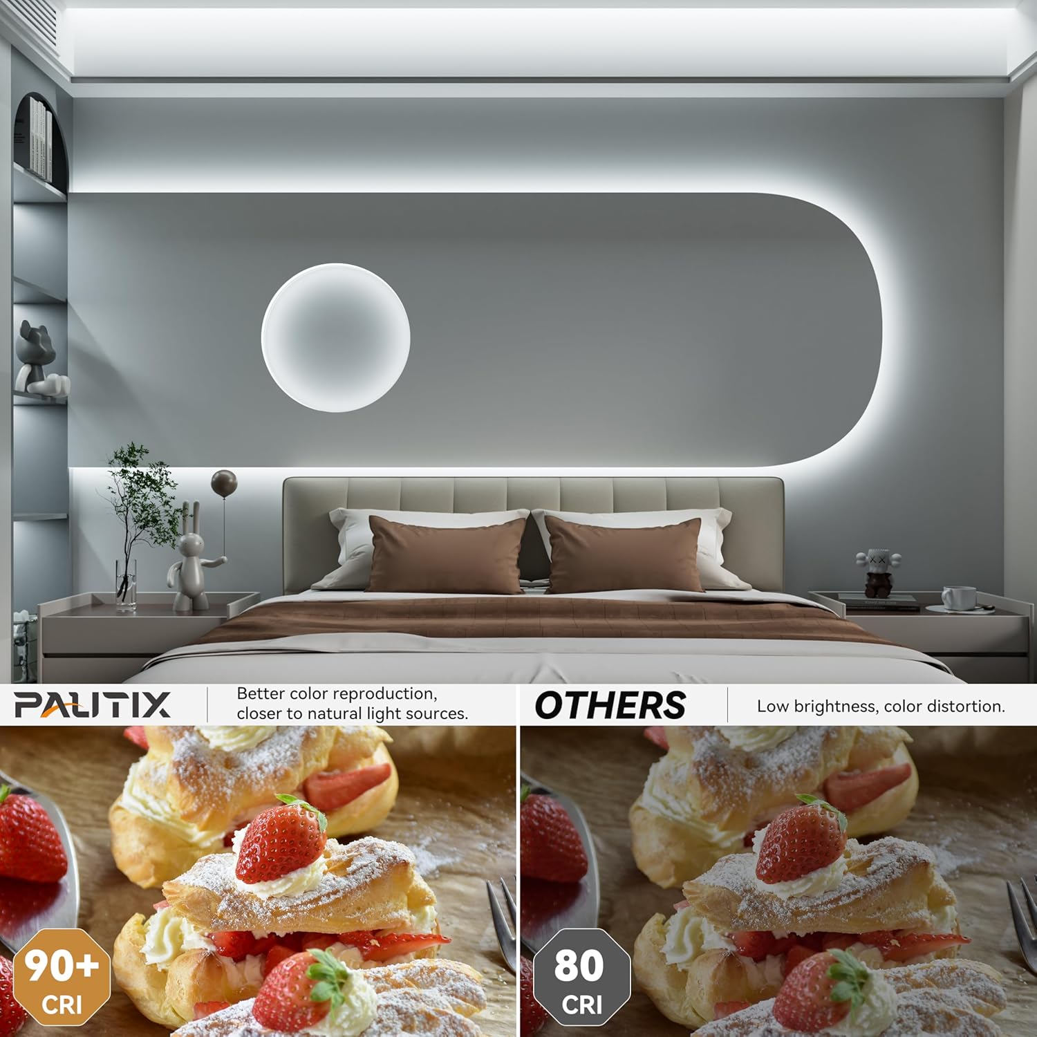 PAUTIX COB LED Strip Lights 48ft/15m Super Bright,504 LEDs/m Daylight White 6000K CRI90+ Flexible LED Tape 24V for Cabinet Home DIY Lighting Projects with 2pcs COB Connector(Power Supply Not Included)
