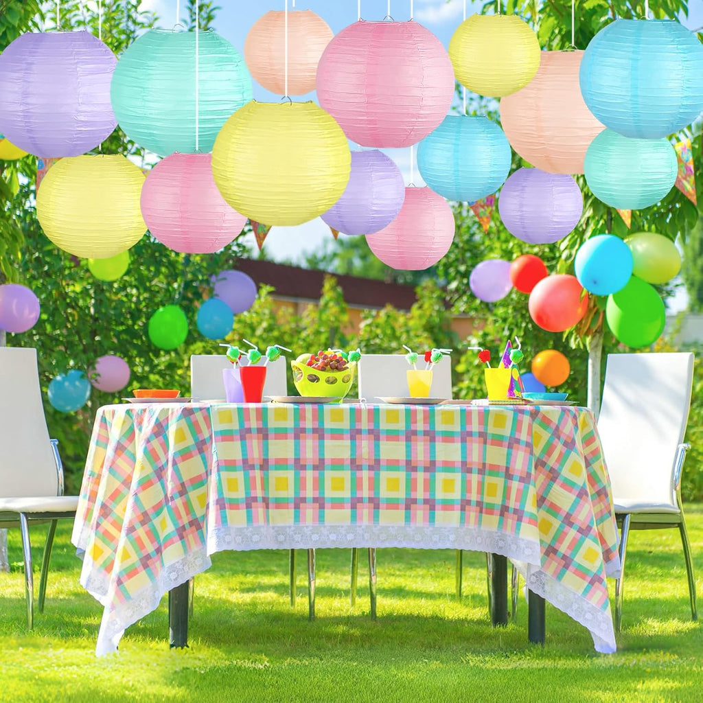 Pastel Paper Lanterns Decorative, Classroom Decor Macaron-Color Neon Hanging Paper Lantern Decorations for Easter Party Decorations, Baby Shower Wedding Birthday Mother's Day, 15Pcs