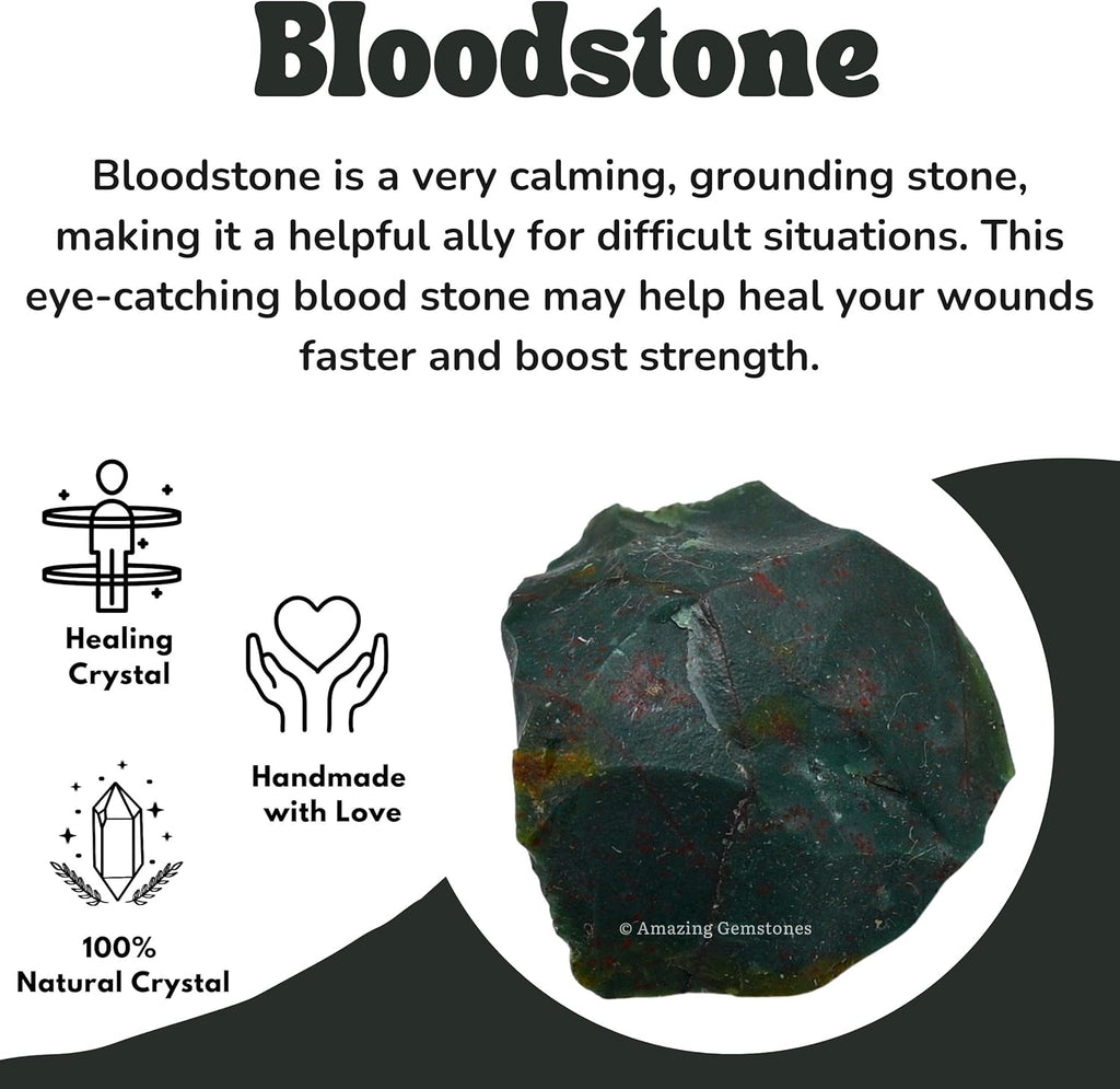 Amazing Gemstone Bloodstone Raw Crystals and Healing Stones, Natural Rocks for Tumbling - DIY Raw Stones and Crystals, 2 Pieces