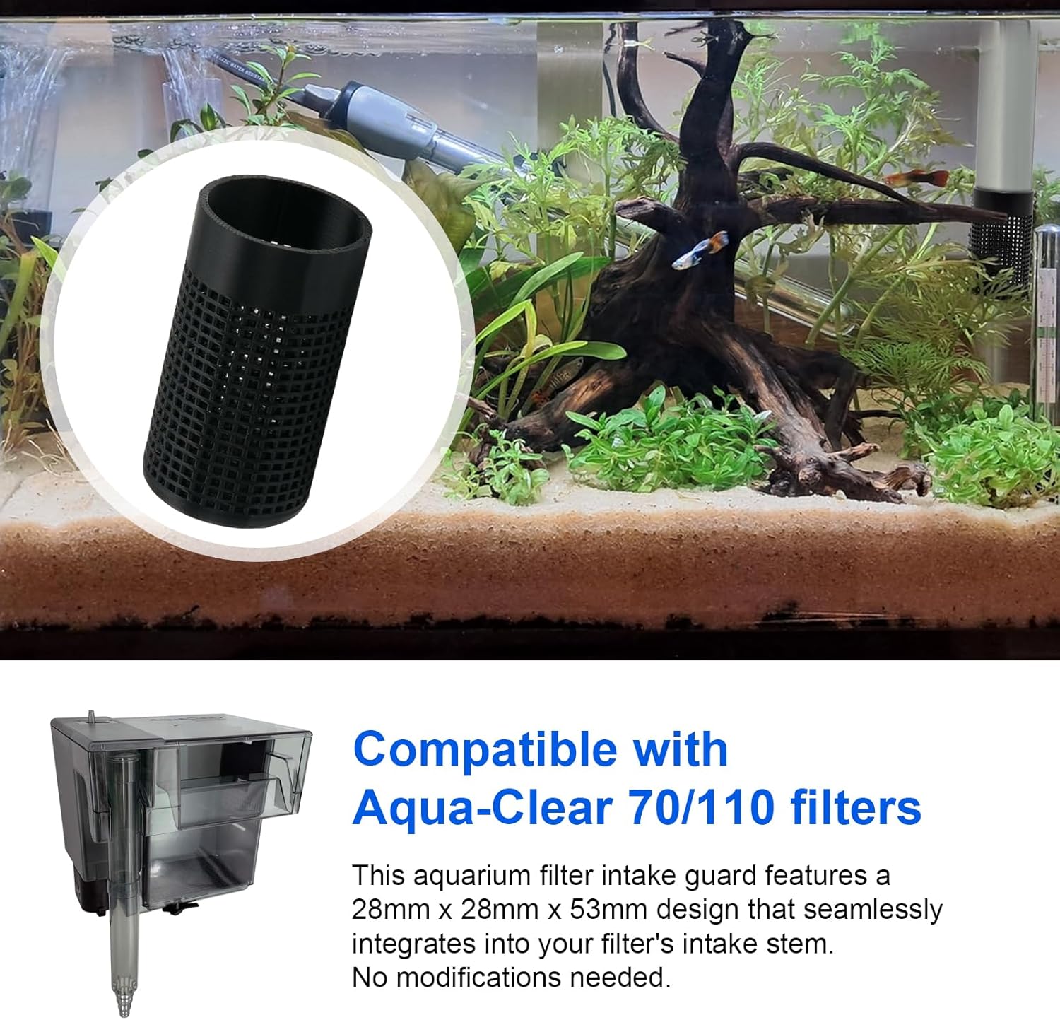 Aquarium Filter Intake Guard Replacement for Aqua-Clear 70/110, Fish Tank Canister Filters Cover Protect Aquatic Life, Aquarium Intake Filter - 1 Pack