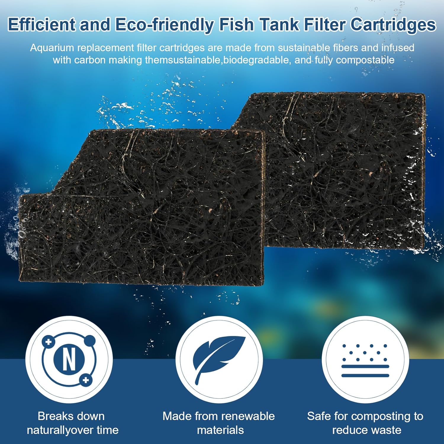 Extra Small Aquarium EcoRenew Filter Cartridges Replacement for Aqueon QuietFlow Internal Power Filter with SmartClean Technology 1-5 Gallon Aquarium, Fish Tank Filter Cartridge Fits -6Pack