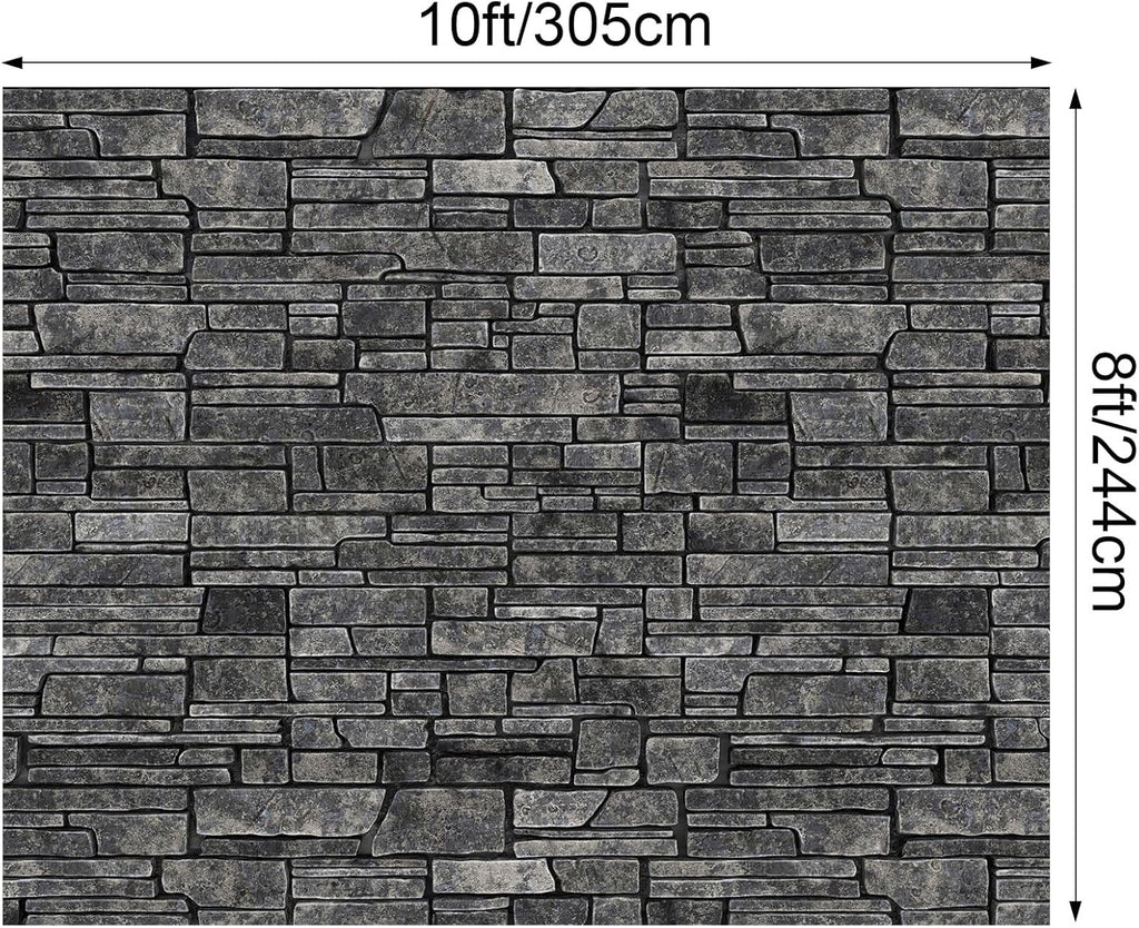 VitalCozy 10 x 8 ft Christmas Brick Wall Backdrop for Photoshoot Polyester Fabric Brick Backdrop Background for Fireplace Home Decoration Newborn Birthday Party (Dark Gray)