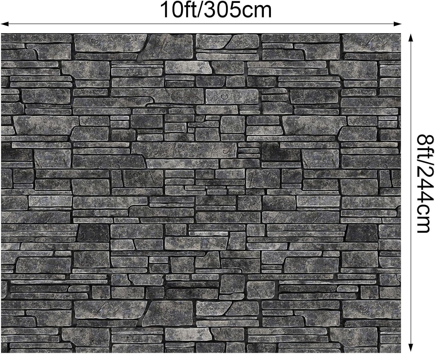 VitalCozy 10 x 8 ft Christmas Brick Wall Backdrop for Photoshoot Polyester Fabric Brick Backdrop Background for Fireplace Home Decoration Newborn Birthday Party (Dark Gray)