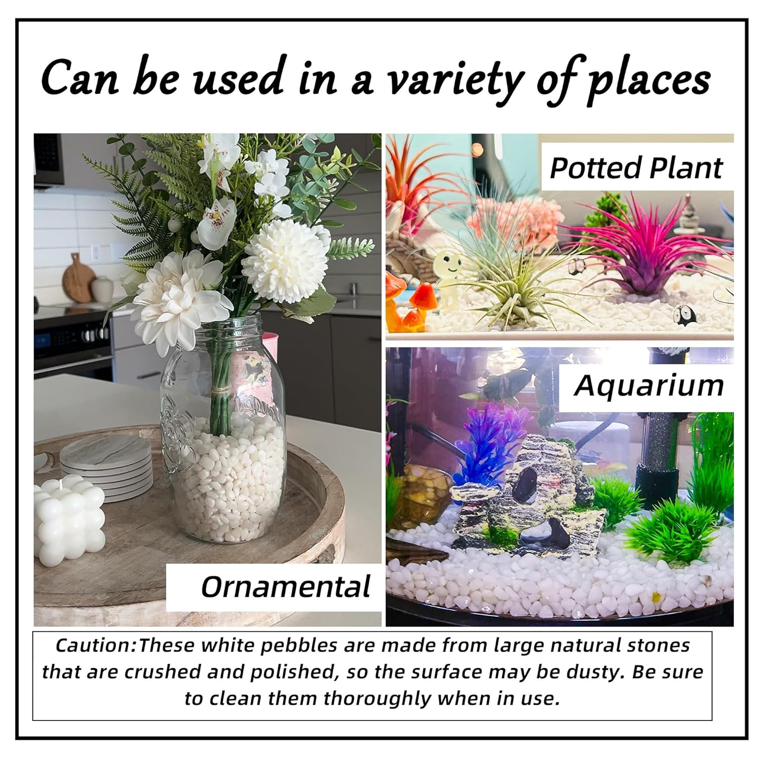 7lb 1/4" Small White Rocks for Plants,Potting,Succulents Aquarium Fish Tank Garden Vases Decorative Pebbles Gravel Rocks Stones