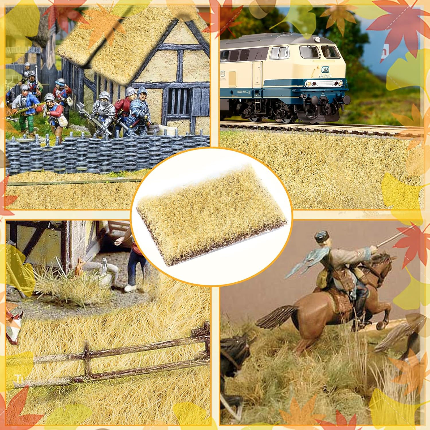 Warmtree Hand Torn Model Grass Tufts for Miniature Scenery Applicable for N & HO Scale for Train Layouts, Diorama Supplies, and Architectural Models(Autumn Yellow)