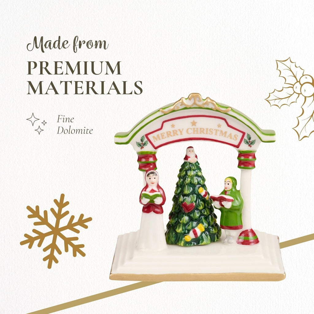 Spode Christmas Tree Miniature Christmas Village Figural Decoration, Snowy Christmas Village Set, Ceramic Holiday Decor - Festive Holiday Decorations for Indoor Display (Christmas Carolers)