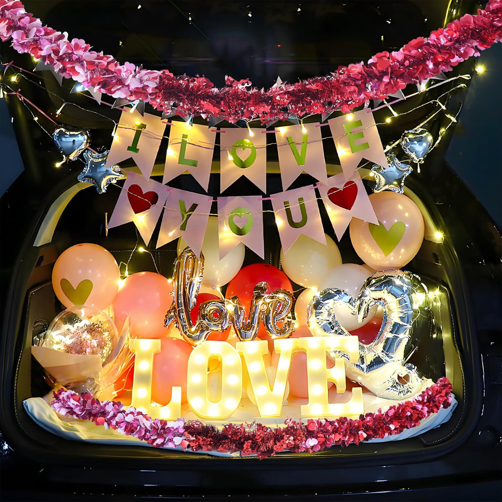 Meag-L 3 Pcs Valentine Garland Tree Decorations Valentine's Day Decors Heart Metallic Tinsel Garlands 29.5Ft Total for Mantle Birthday Anniversary Wreath Indoor Supplies Wedding Party (Red Pink White)