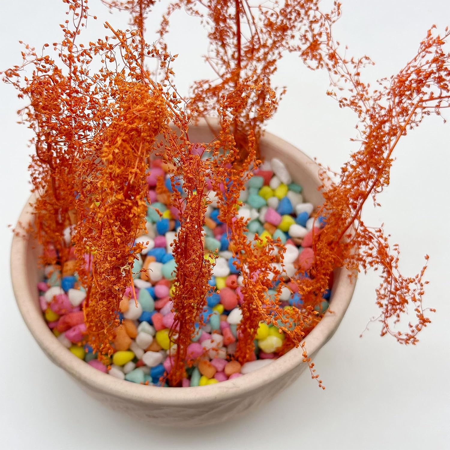 Woohome Static Grass Tuft Long Shrub Vegetation Groups Miniature Shrubs Model Bushes for DIY Model Train Landscape Railroad Scenery, Tangerine Yellow