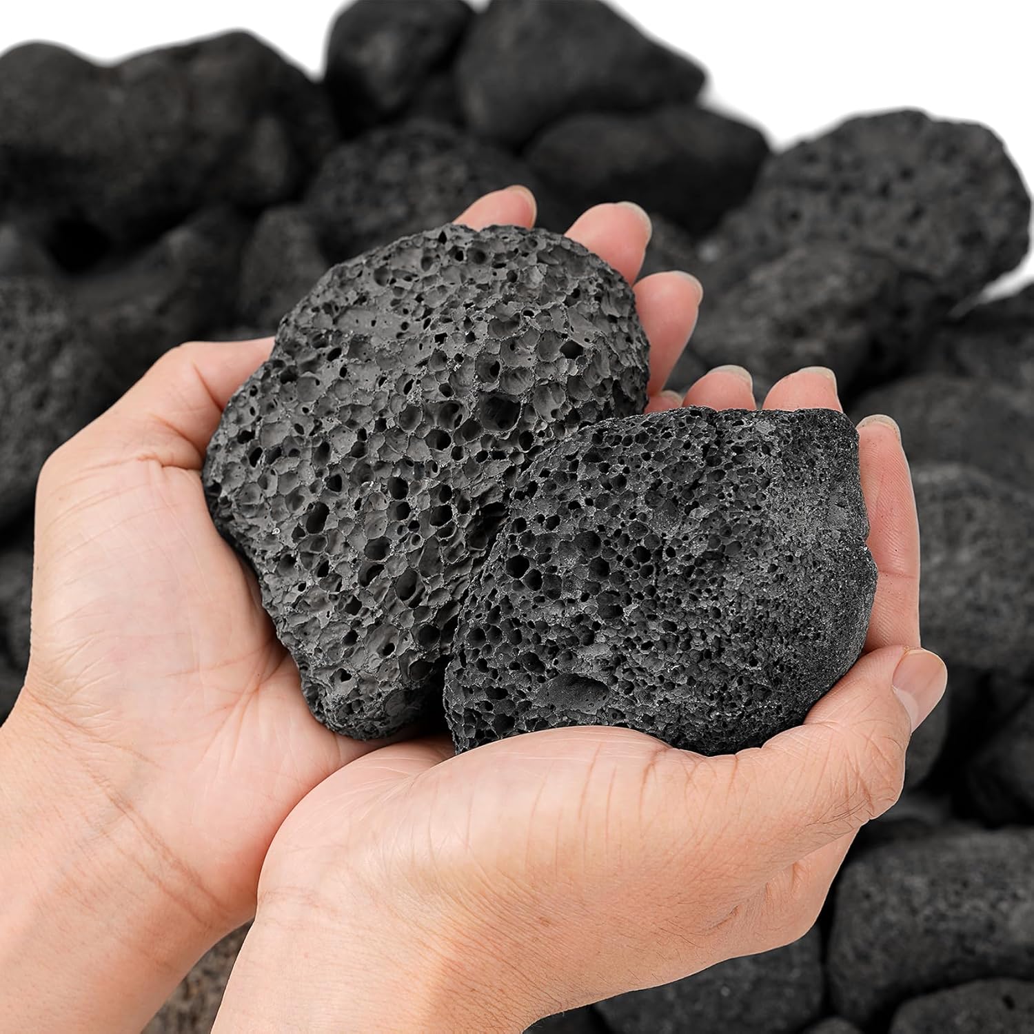 Mr. Fireglass Lava Rock Granules, 2.75"-5" Large Volcanic Lava Rock for for Fire Pits, Fire Bowls, Fire Table and Gas Log Sets, Decorative Landscaping, Indoor & Outdoor Fireplaces - 10 Pounds, Black