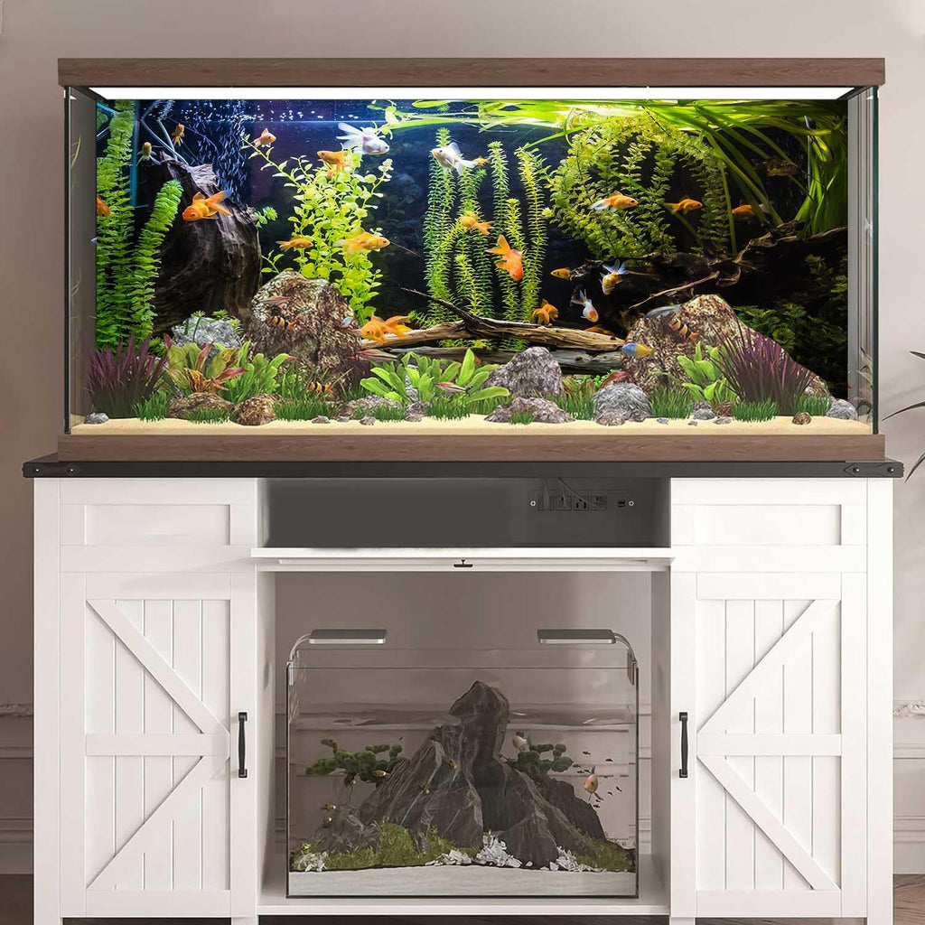 Aquarium Background, River Bed & Lake Tropical Undersea Tree Branch Aquatic Plant Fish Tank Background, 6 EVA Double-Sided Tapes 48x24 inches/120x60