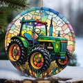 Touber Christmas Ornament, Christmas Decoration, Holiday Present Idea, Heirloom Keepsake, Round Ceramic, Gift Exchange, Gift Idea, Tractor