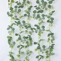 mizii 5 Packs 340" Artificial Vines Eucalyptus Garland Fake Vine with Silk Leaves Green Garland Faux Hanging Plants Greenery Decoration for Room Table Centerpieces Wedding Decor (Eucalyptus)