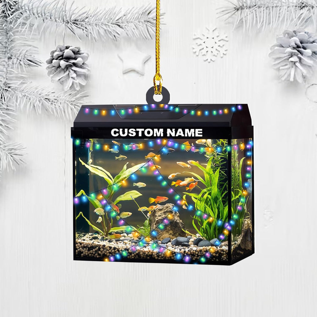 Personalized Aquarium Christmas Ornament, Fish Christmas Ornament, Gift for Fish Lover, Custom Aquarium Christmas Tree Keepsake, Kids First Gift Ideas, Pet Kids Ornament (AFT8)
