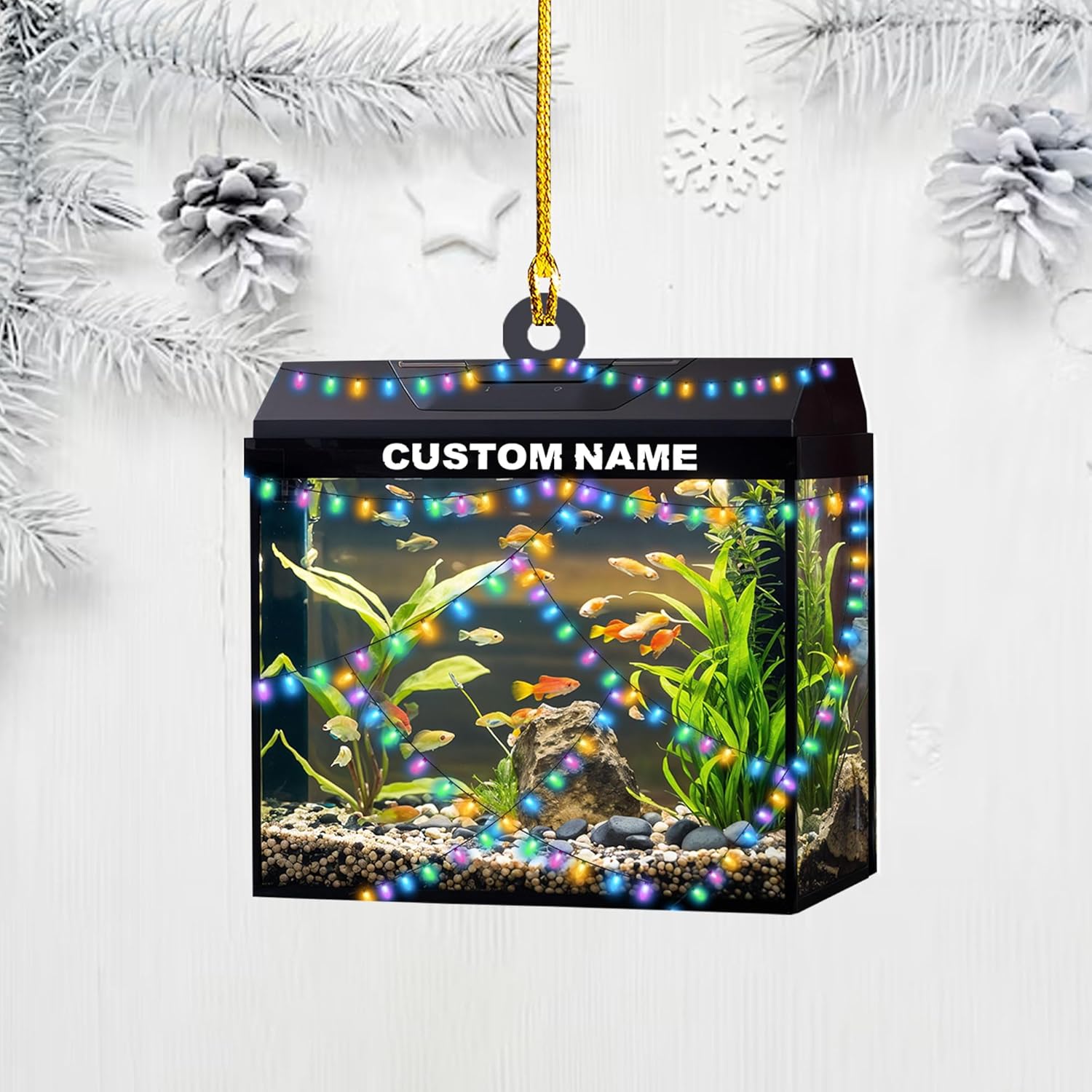 Personalized Aquarium Christmas Ornament, Fish Christmas Ornament, Gift for Fish Lover, Custom Aquarium Christmas Tree Keepsake, Kids First Gift Ideas, Pet Kids Ornament (AFT8)