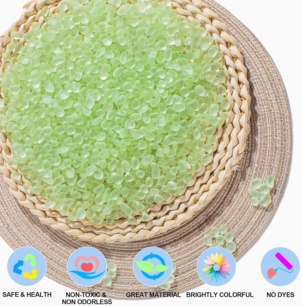 Keedolla Sea Glass Stones Frosted Glass Pebbles Gemstones for Aquarium Gravel Fish Tank Rocks, Vase Fillers, DIY Crafts - Fluorescent Green(230g/8oz)